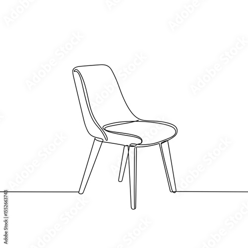 Minimalist line drawing of modern chair in simple style  