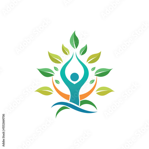  human tree yoga logo design vector 