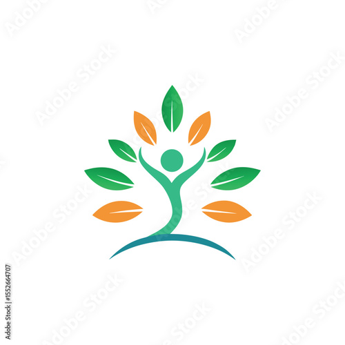  human tree yoga logo design vector 