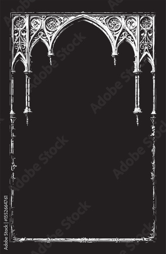 Gothic architecture frame decorative frame with black and white