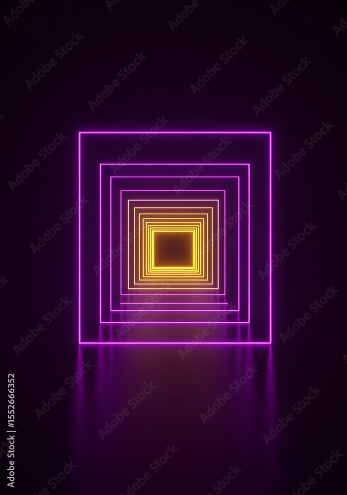 Fototapeta premium Neon Tunnel with Light Depth