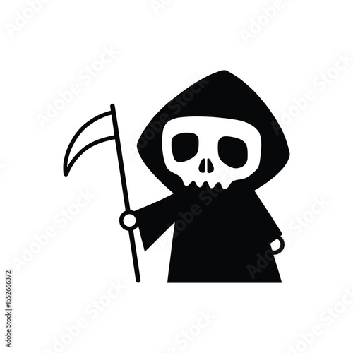 Simple grim reaper logo concept. Grim reaper with scythe design illustration, vector.