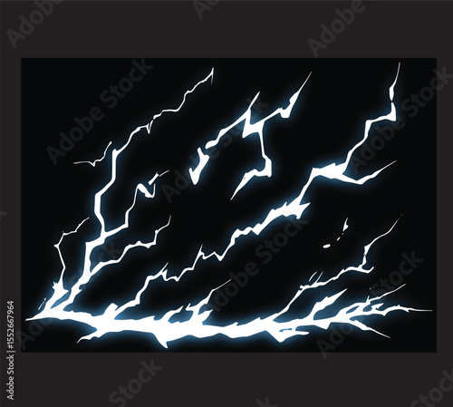 lightning vector , electricity illustration , lightning anime style , realistic lightning illustration