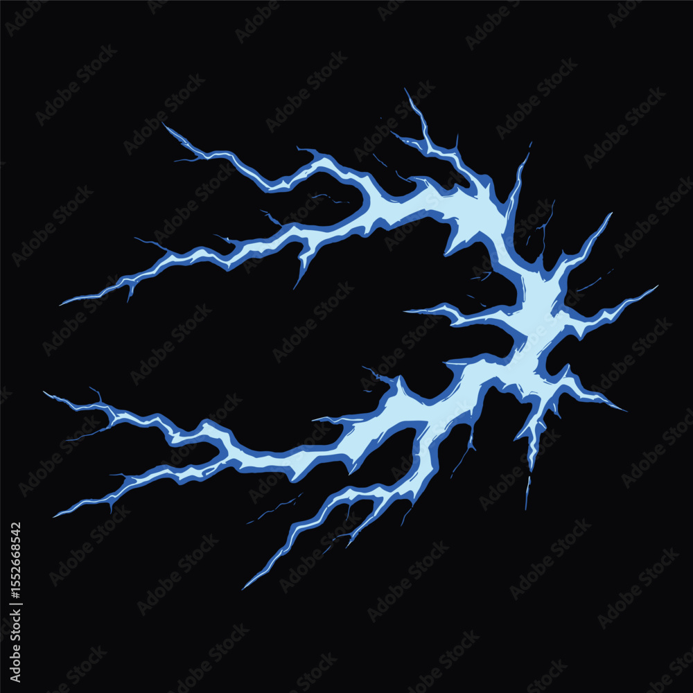 Obraz premium lightning vector , electricity illustration , lightning anime style , realistic lightning illustration