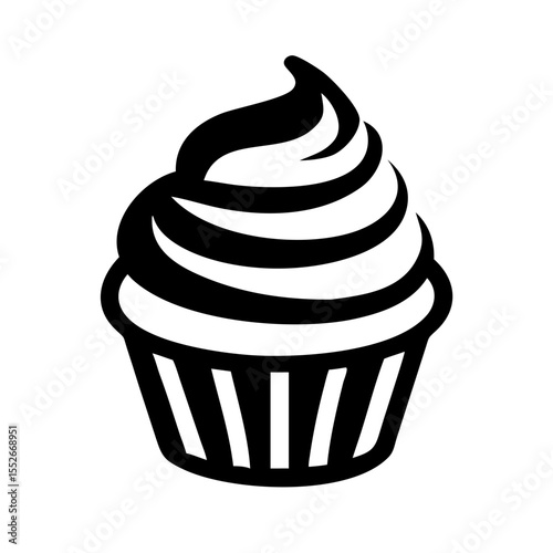 A cupcake with frosting isolated on white background