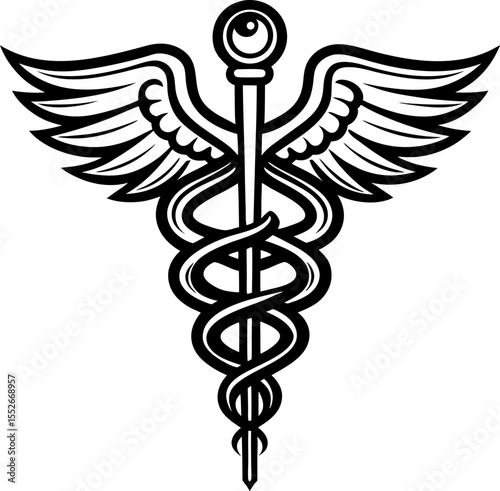 caduceus medical symbol on white background