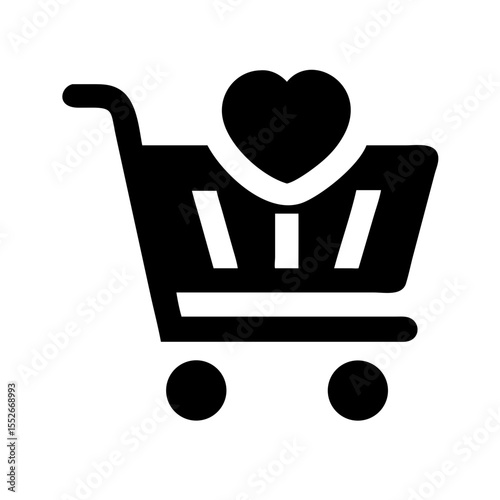 A shopping cart with a heart isolated on white background