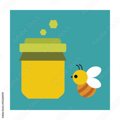 Honey Pot and Cute Bee Cartoon in Twibbon Corner