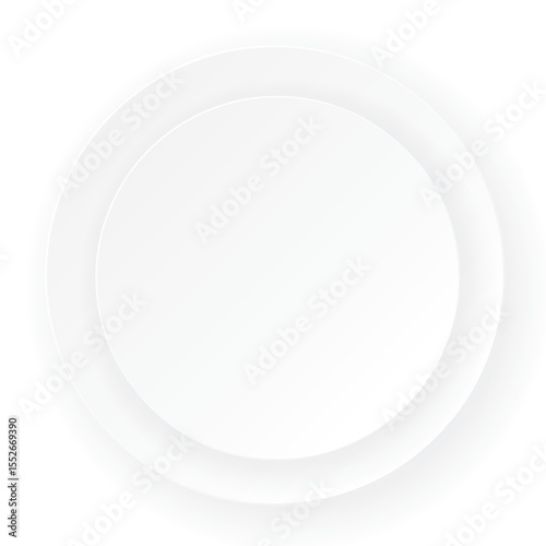 Double 3D circle sheet overlap as a frame paper cut style on white square background graphic illustration have blank space.