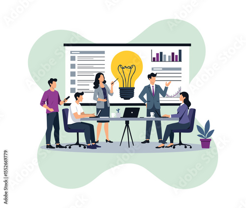 business meeting with business people teamwork illustration , business people gather flat art