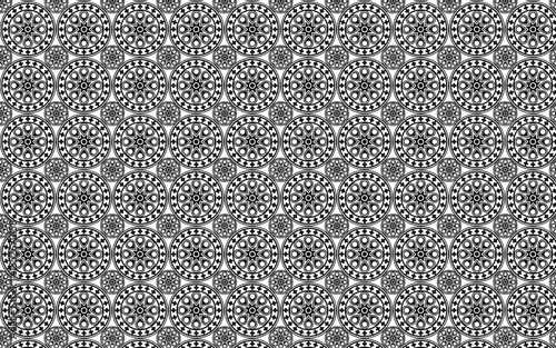 Decorative black and white circle seamless pattern, Dercoration, Seamless Pattern, Decoration Illustration,