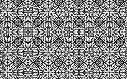 Decorative black and white circle seamless pattern, Dercoration, Seamless Pattern, Decoration Illustration,