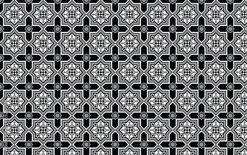 Decorative black and white circle seamless pattern, Dercoration, Seamless Pattern, Decoration Illustration,