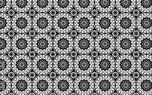 Decorative black and white circle seamless pattern, Dercoration, Seamless Pattern, Decoration Illustration,