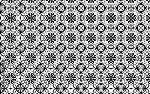 Decorative black and white circle seamless pattern, Dercoration, Seamless Pattern, Decoration Illustration,