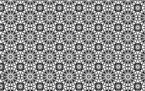 Decorative black and white circle seamless pattern, Dercoration, Seamless Pattern, Decoration Illustration,