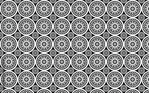 Decorative black and white circle seamless pattern, Dercoration, Seamless Pattern, Decoration Illustration,