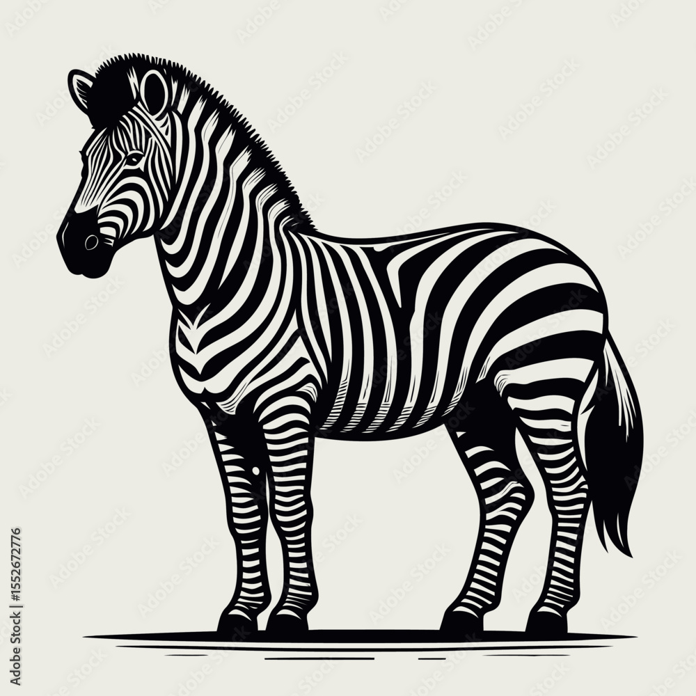 Fototapeta premium Elegant Zebra Line Art Vector Illustration