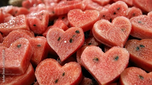 Heart-shaped watermelon slices