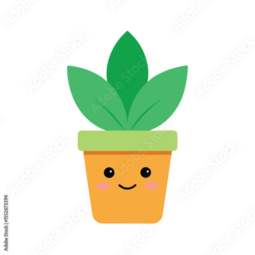 Smiling Pot House Plant Icon for Indoor Decor