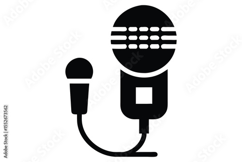 Vector Illustration of a Microphone with a Cord