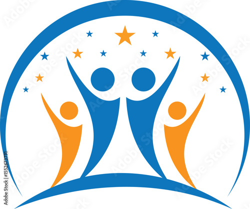People star logo and symbol health life community care logo template