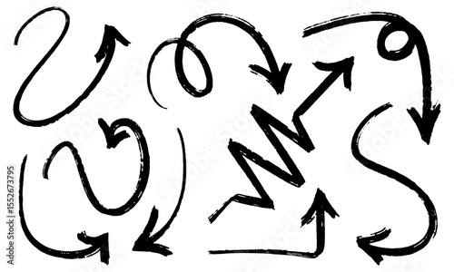 vector illustration of a black arrow colletion set