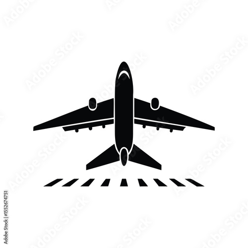 Airplane taking off from the runway symbol for transportation industry