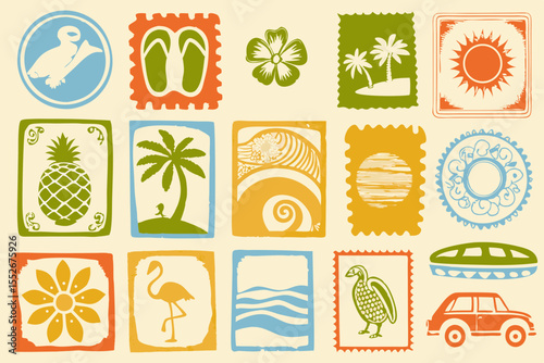 summer icons set