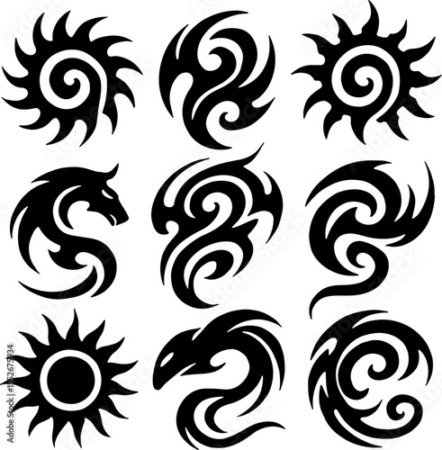  Tribal Tattoo Design Elements vector bundle