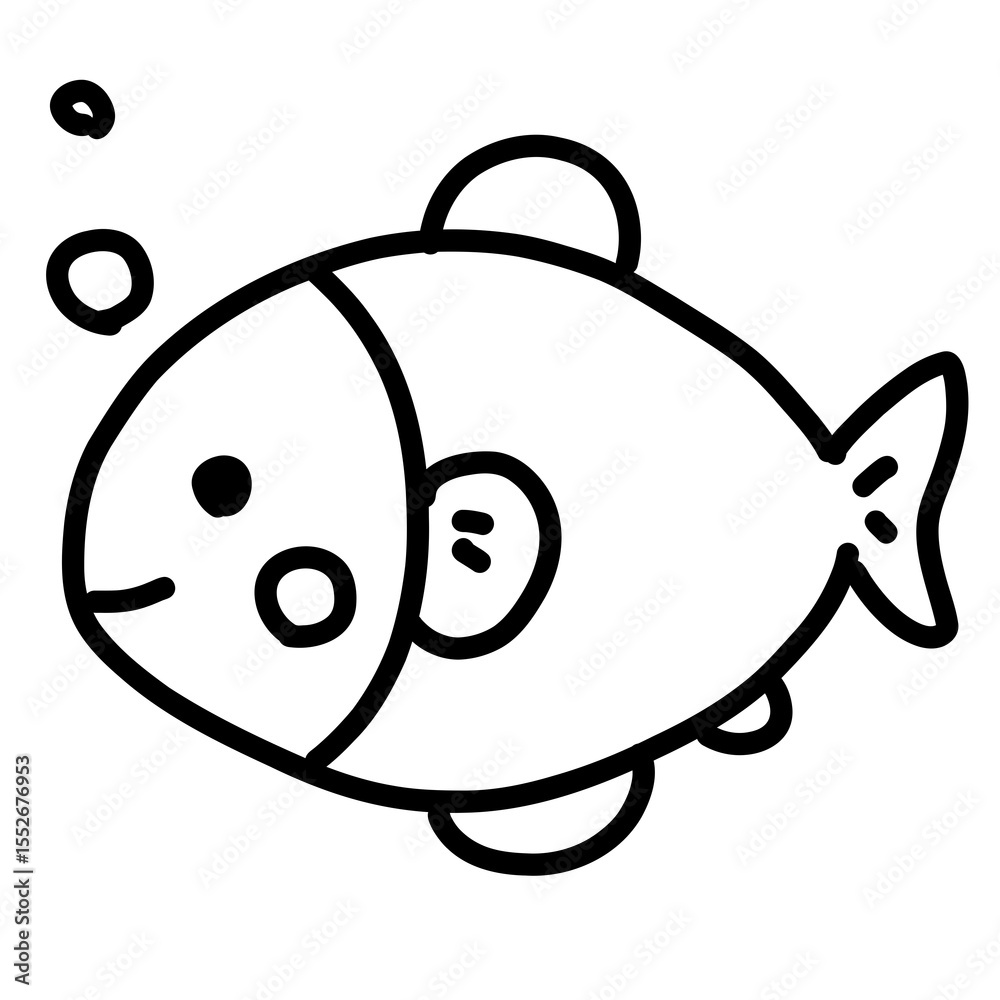 Obraz premium 手描きペン画の可愛い魚のイラスト