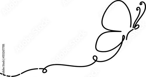 Hand drawn Butterfly Continuous Outline Illustration