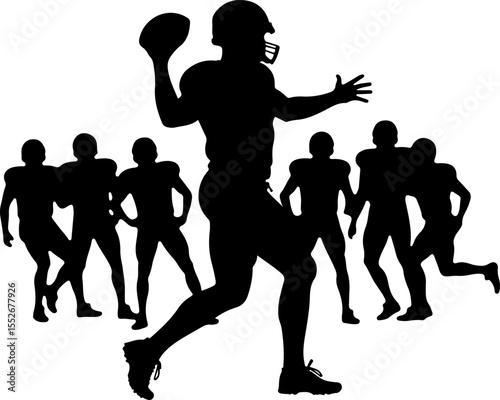 American Football Action Silhouette vector bundle