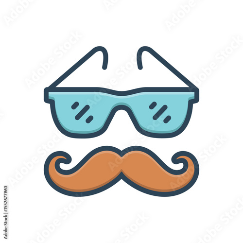 Color illustration icon for glasses and mustache