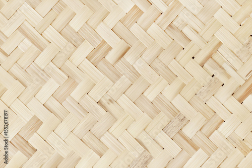 Old bamboo weaving pattern, woven rattan mat texture for background and design art work.