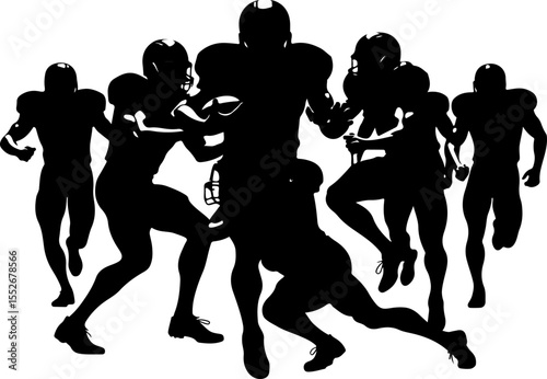 American Football Action Silhouette vector bundle
