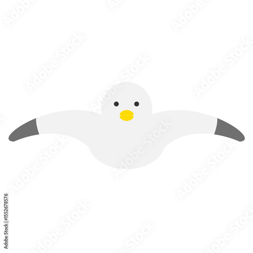 Summer flat color icon. A flying seagull