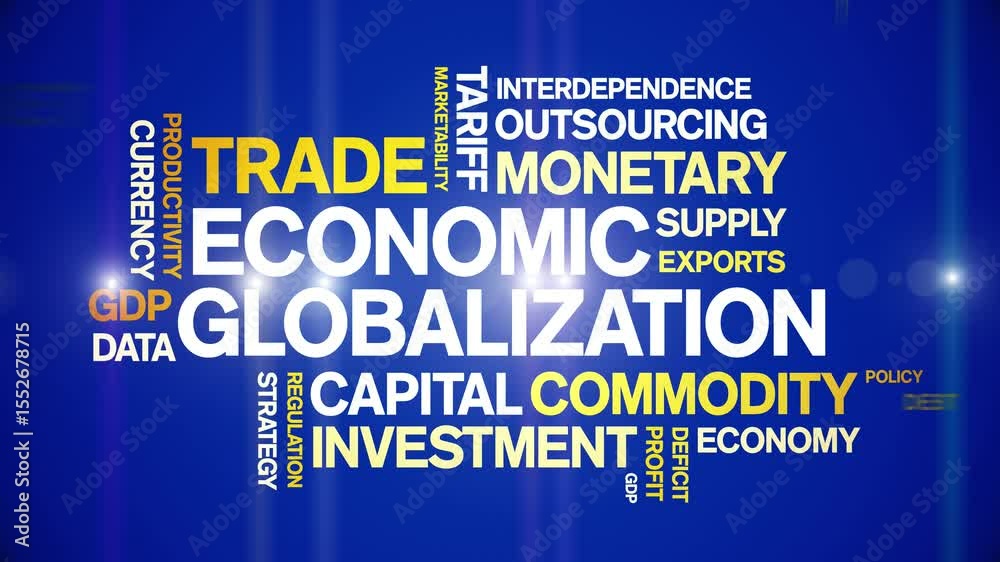 Economic Globalization animated word cloud;text design animation tag ...