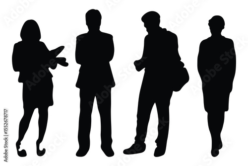 Office Workers Silhouette Vector, Team of Men and Women.