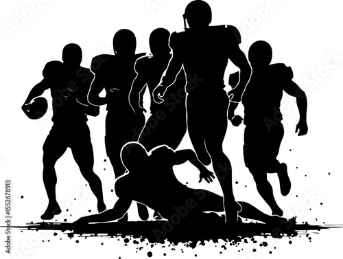 American Football Action Silhouette vector bundle