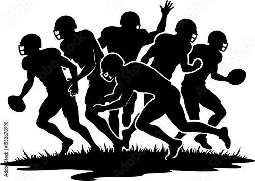 American Football Action Silhouette vector bundle