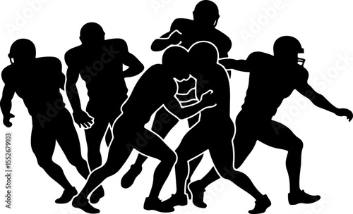 American Football Action Silhouette vector bundle