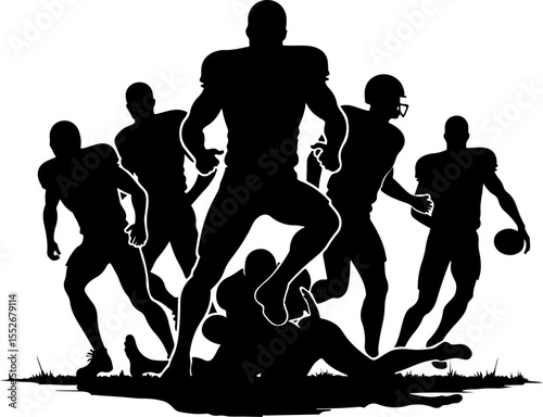American Football Action Silhouette vector bundle
