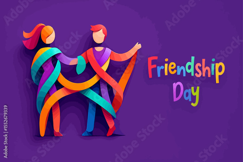 Friendship Day Abstract Colorful Embrace Vector