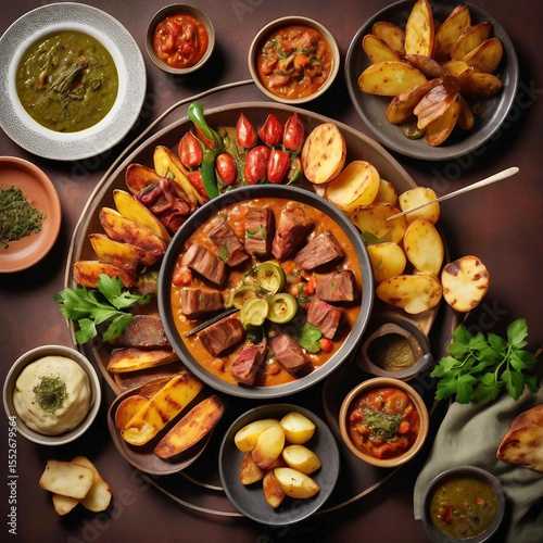 Wallpaper Mural Rustic Catalan Feast with Grilled Brasa and Patatas Torontodigital.ca