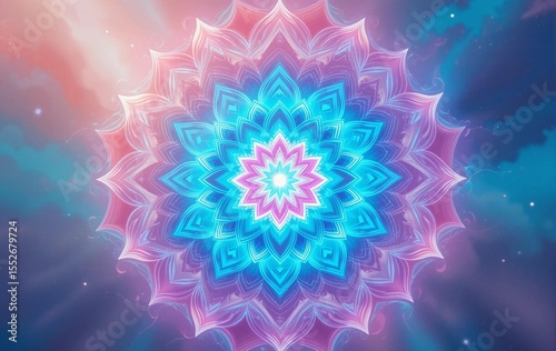 Colorful Mandala Background Image, Meditation, Buddhism, Healing, Banner Texture Advertising Poster