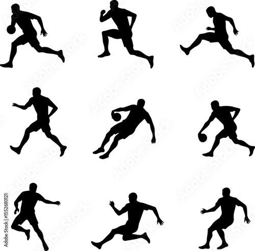 Wallpaper Mural American Football Players Catching Ball Silhouette vector bundle Torontodigital.ca