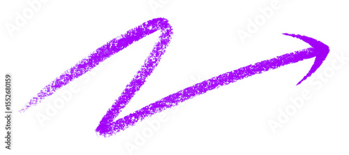 Purple arrow symbol colored pencil isolated on transparent background