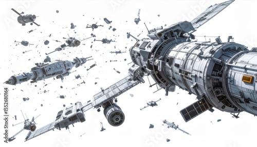 Spaceship Debris Field in a Sci-fi Battle
