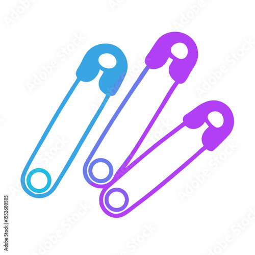 Safety pins icon in blue and violet, minimalist line drawing style